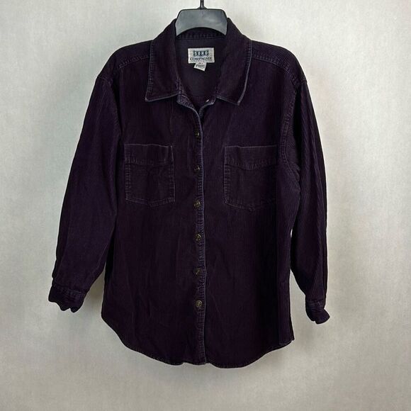 Johnny Swim Corduroy Shirt Jacket Sz Large Purple Button Front Soho Compagnie St - Picture 3 of 8